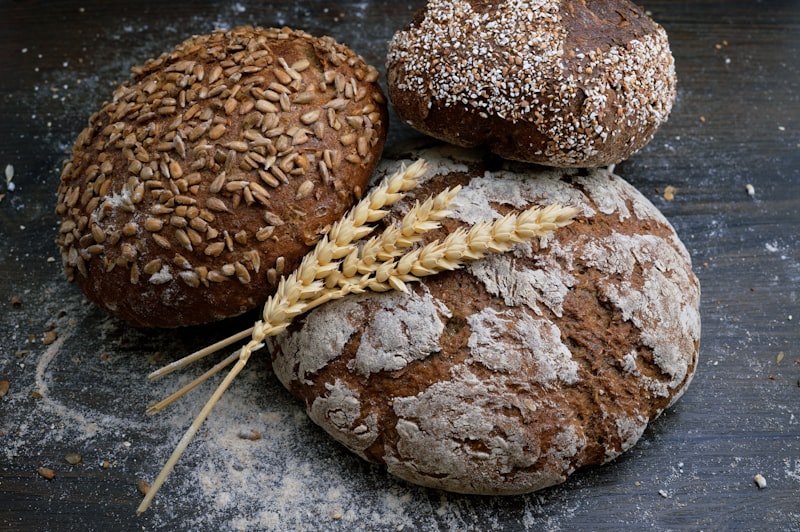 Artisan sourdough loaves with a seed topping